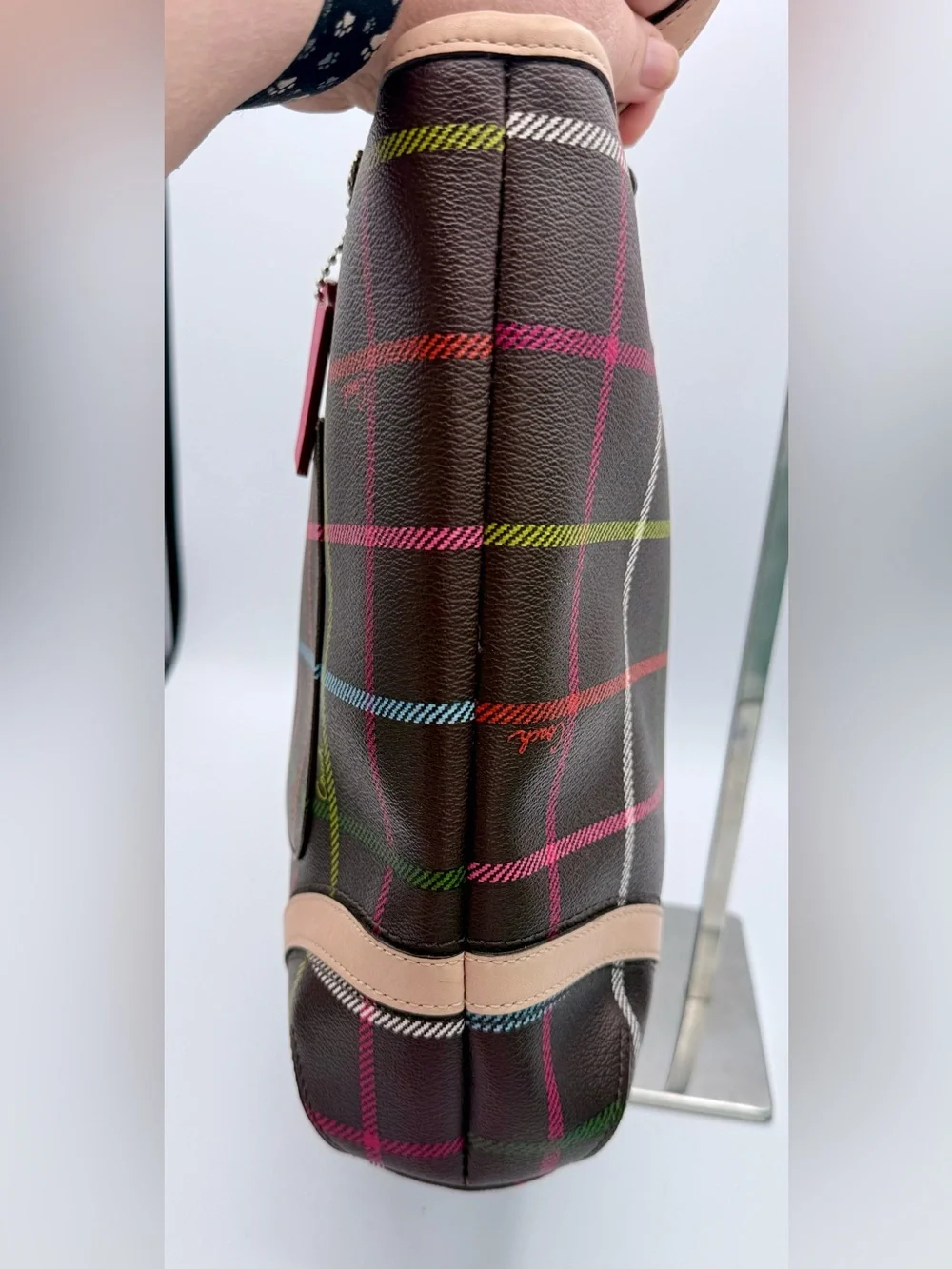 Coach Peyton Tattersall Multicolor Plaid Tote F24389